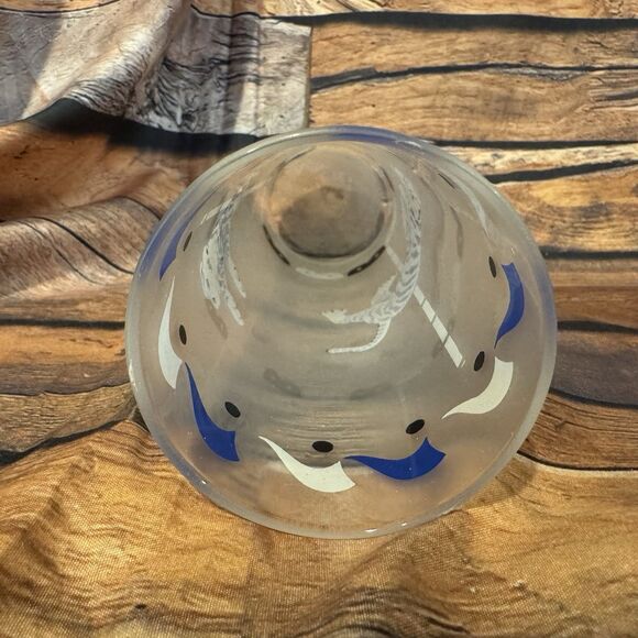 Vtg Libbey MCM Frosted Carousel Circus Blue Tiger Highball Glass 1950s Drinkware - Picture 5 of 8